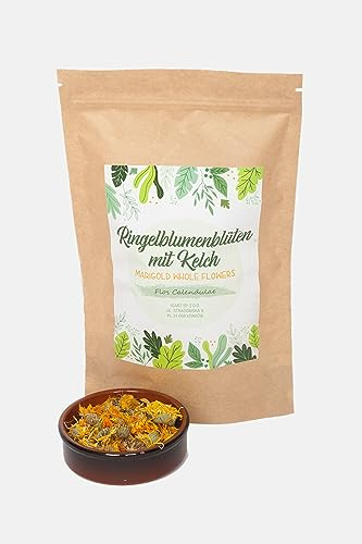 IGART Soucis avec Calice 500g | Fleurs Comestibles de Souci | Calendula Orange | Fleurs Séchées | Calendula Officinalis | Fleurs Comestibles en Recharge | Tisane aux Herbes