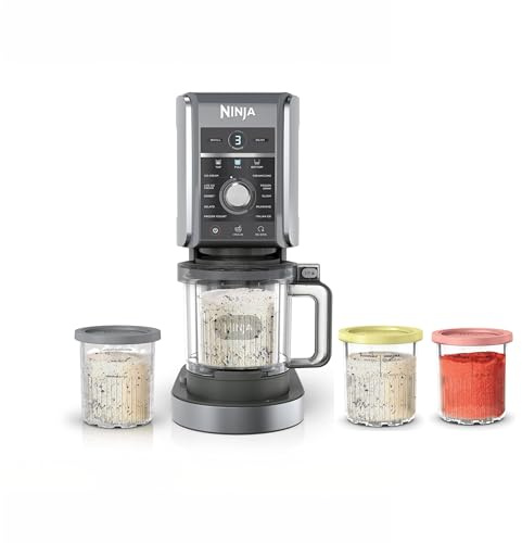 Ninja CREAMi Deluxe Ice Cream & Frozen Treat Maker, Includes (4) Family-Sized 24 oz. Tubs, for Ice Cream, Sorbet, Milkshakes, Frozen Yogurt, & More, 11-in-1, XL Capacity, Silver