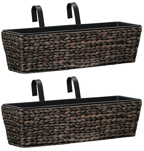 ZEYUAN Lot de 2 pots de fleurs pour extérieur, jacinthe d'eau Marron