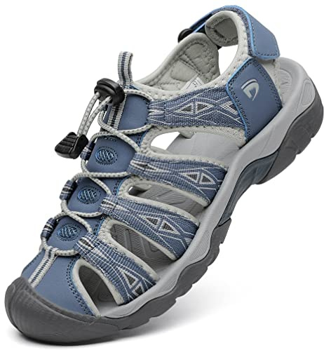 Dannto Sandales de Randonnée pour Femme Sandales de Marche Bout Fermé Sandales de Sport Extérieur de Plage de Trekking
