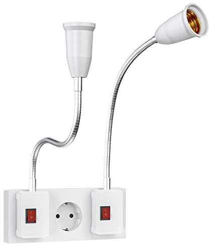 2 Stück E27 Lampenfassung mit Schalter, Lampenfüße mit Flexiblem Kabel für LED (Kompatibel mit E26/E27 Glühbirnen), AC 230V Küchenlampe, Leselampe, Wandleuchte, ohne Glühbirne（30cm)