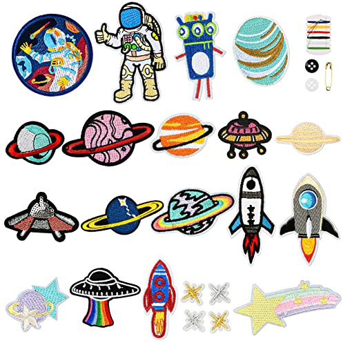 AUAUY Juego de 22 parches para planchar, dibujos animados para niños, parches bordados, colores brillantes, para ropa, sombrero, vaqueros, accesorios