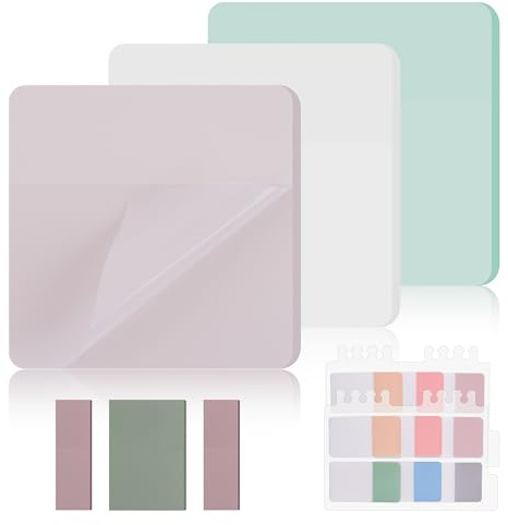 Sticky Notes,540 Blätter Transparente Haftnotizen,Durchsichtige Klebezettel | Wasserfest Clear Sticky Notes, Back to School Supplies, Pastell Wiederbeschreibbar Notizzettel für Schulsachen, Büro, Hause