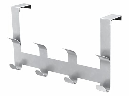Livarno Home Edelstahl Türhakenleiste (Bogen) mit 8 Haken, Türschonend, Modern, Silber, Gebürstet, Türmontage, für Tür, Schrank, Kleiderständer, Wand