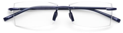 DOOViC Lesebrille Randlose 2.5 Herren Blau Schmal Reckig Computerbrille
