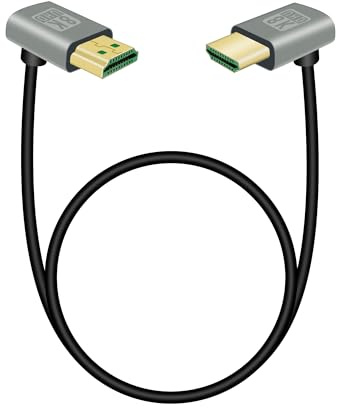 RIIEYOCA Câble de rallonge HDTV mâle à angle montant 90 degrés vers HDTV mâle à angle descendant 90 degrés, 48Gbps High Speed 2.1 Cable Supports 8K@60Hz, ARC,3D for DVR, HDTVS（0.5M）