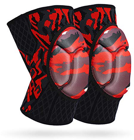 Bsowte 2Pcs Basketball Knee Pads Sleeve Brace Elastic Knee Pad Protective Gear Patella Foam Support Volleyball Support Knee Pad Red