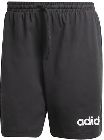 adidas Men's Essentials LINEAR Single Jersey Short, Black/White, L