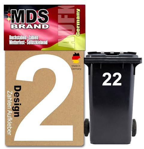 Prime Design 15cm Zahlen Aufkleber | Selbstklebende hausnummern zum aufkleben | Klebezahlen für Mülltonne, Briefkasten & Hausnummer | Optimal für Außen & Innen, klebeziffer sind Weiss (2, 15cm)