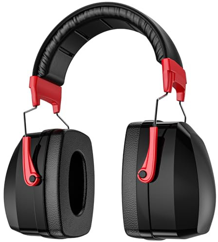 ProCase Cuffie Antirumore per Lavoro Studio, NRR 33dB Cuffie Insonorizzanti, Cuffie Poligono Tiro -Rosso