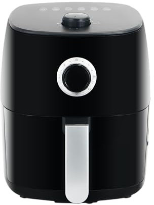 Home Trends® Mini-Heißluftfritteuse mit programmierbarer Temperaturregelung 1400 Watt 30 Minuten Timer ölfreies Frttieren Spülmaschinenfeste Antihaft-Behälter und einfach Reinigung Schwarz (2.8 L)