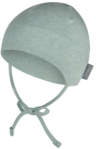 Sterntaler OCS Beanie Melange – Unisex Baby Mütze mit angeschnittenen Ohrenklappen & Bindeband – aus Melange-Singlejersey (Bio), doppellagig – Übergangsmütze ab Geburt – Tintenblau, Gr. 37