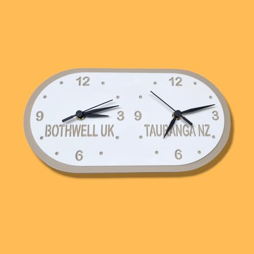 Servewell Orologio con fuso orario orizzontale personalizzato (orologio a 2 zone, ovale)