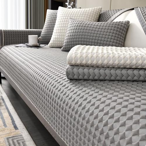 Gluhbirnen Sofa Überzug, Sofa Überwurfdecke, Couch Überzug, Sofadecken für Sitzfläche, Sofaläufer, Sofaschoner rutschfest, Sofa Schoner, Anti Slip Sofa Cushion, Decke für Sofa, Grau, 110 * 210CM