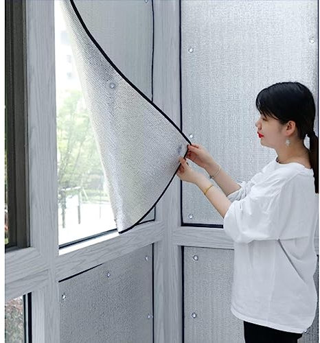 Isolierfolie aus Aluminiumfolie, Wärmedämmende Reflektorfolie, Verdunkelungsfolie für Sichtschutzfenster im Wintergarten, Sonnenschutzfolie, UV-Schutz-Fenstertönung, mit Saugnäpfen, BxH-60x1