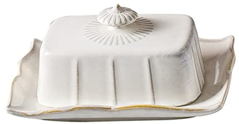 CIYODO Beurrier De Style Support Avec Couvercle Assiette À Beurre Décorative En Céramique Plateau À Beurre Rustique Pour La Maison Le Restaurant