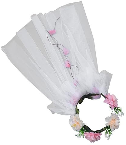 DEARMAMY Gefälschte Blume Seide Blume Kranz Braut Schleier Hochzeit Girlande Tüll Foto Prop