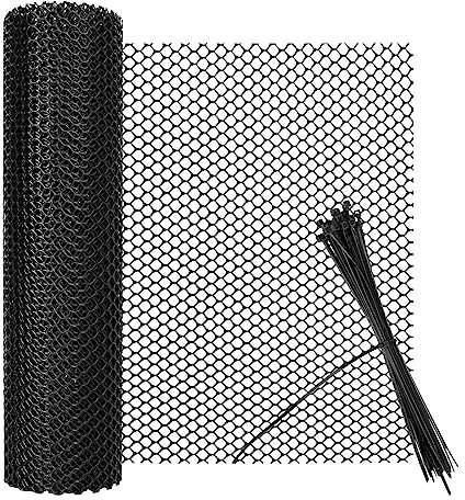 Chicken Wire Mesh Roll Plastic Mesh Fencing 3mm Hole Garden Fencing Mesh Fence Netting Poultry Breeding Netting Temporary Fencing for Yard Garden Balcony (Black, 40cm×5m)