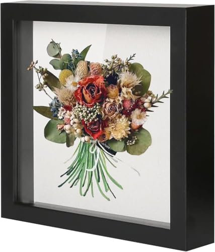 ACTIUSIS Marco de fotos para rellenar, marco de objeto más profundo, marco de fotos profundo para rellenar, marco de objeto 3D más profundo 3 cm, marco de fotos negro rellenable, 20 x 20 cm