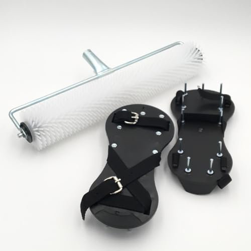 DEWEPRO Rouleau à pointes de 46 cm et chaussures à ongles - Rouleau hérisson avec une longueur de pointe de 20 mm - Chaussures à ongles avec 22 clous