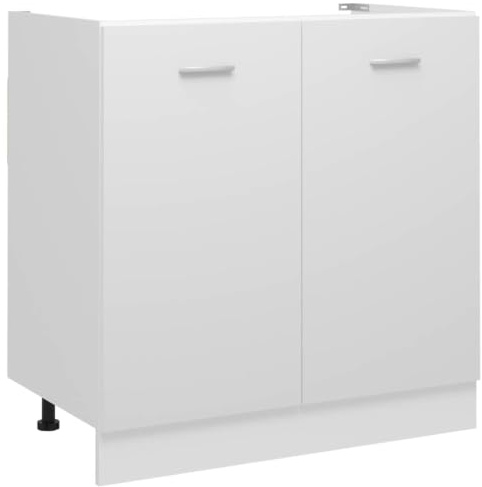 Myheimly Spülenunterschrank Küchenschrank Küchenzeile Küchenmöbel Unterschrank Küchenunterschrank Schrank Weiß 80x46x81,5 cm Holzwerkstoff