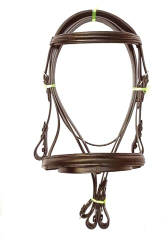 Sazaar Tack Briglia inglese in pelle fatta a mano con redini Full Horse Cob Pony Brown ST-018A (Poniy)