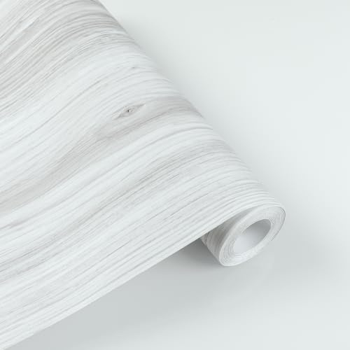 PVC Bodenbelag Selbstklebend Vinylboden Selbstklebende Fliesen Vinyl Holzoptik Bodenaufkleber Meterware Wasserdicht Verschleißfest für Küche Wohnzimmer Badezimmer weiße Holz 30X1000cm