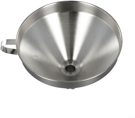 Grande imbuto, imbuto da cucina in acciaio inox con manico, tramoggia in metallo per riempire bottiglie e fiaschette (S)