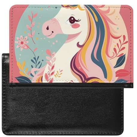 XJLAPWS Reisepasshülle Etui Rosa Einhorn Einhorn Pu Leder Reisepasshülle Mit Kartenschlitz