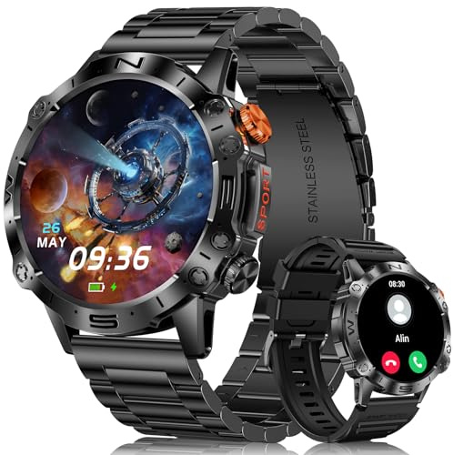 MEGALITH Military Smart Watches for Men: Fitness Watch Activity Tracker Waterproof for Indoor Outdoor Sports Pedometer - Bluetooth Call Smartwatch for Android iOS Black