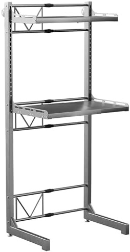 Metall Überbauregal für Waschmaschinen | Platzsparendes Waschmaschinenregal | Leicht auf zu bauen|Waschmaschinenschrank geeignet für Waschmaschine & Wäschetrockner (Ⅱ Partitionen,62x40x161 Grau)
