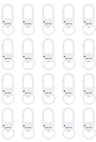 QUARKZMAN Ganci A Sgancio Rapido A Forma Di Chela Di Aragosta,20Pz 33mm-Ganci A Sgancio Rapido Metallici Girevoli,Clip Per Lanyard Per Portachiavi Borse Charm Gioielli Per Accessori (Bianco)