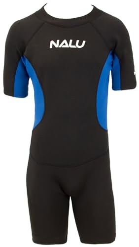 Blue Kids Shortie Wetsuit 28 Chest - 3mm Neoprene Stretchy Swimming Surfing Diving Skin - Shorty Wet Suit for Boys & Girls Aged 8-9 Years