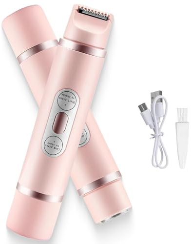 Forcipower Comfort 2 in 1 Electric Lady Shaver, Double-Headed Waterproof Wet and Dry, Detachable Dual Head Shaver Women, for Underarm Legs (Pink)
