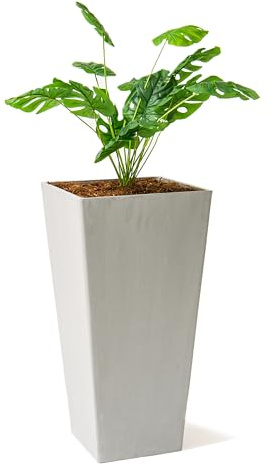 XBrand Modern 30-Inch Tall Square Planter, Modern Tapered Perfect for Indoor & Outdoor, Patio Décor, Gray
