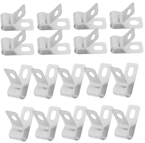 SOLUSTRE 20pcs 304 Stainless Steel R-Shaped Wire Clips R-Shaped Wire Clips Cable Clamps Fire Resistant Heatproof for Outdoor