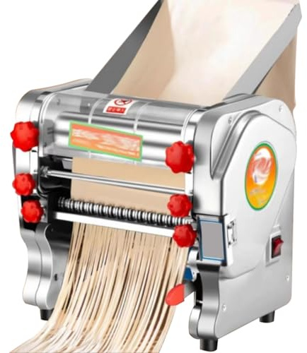 SHENGSHIYU Macchina per Pasta Fresca Professionale,Macchina Pasta Fresca Elettrica per Noodle,Biscotti,Pizza,Sfogliatrice con Coperchio,Ritrazione Lama,Doughwidth24cm
