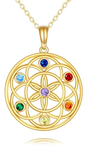 KECHO Collana con ciondolo a forma di albero della vita, in oro 14 carati, in vero oro, regalo di Natale per donna