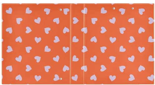 Lilac Heart Motif Orange 3 Ring Binder 1.57 Inch Round Ring Folder Fits 200 Sheets Hard Cover A4 Binder with Clip & Pocket Stylish Document Organizer for Office School Classroom