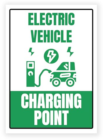 Polite Notice Sign – Green Electric Vehicle (EV) Charging Point Sign – Durable Weatherproof PVC, Modern Design for Indoor & Outdoor Use (No. 003)