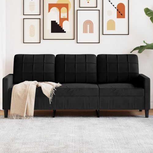 Emmtore Sofa 3-Sitzer, Polstersofa für Wohnzimmer, Couch Loungesofa Metallgestell, Dreisitzer Samtsofa Sitzmöbel, Modern, Samt Schwarz,180 cm
