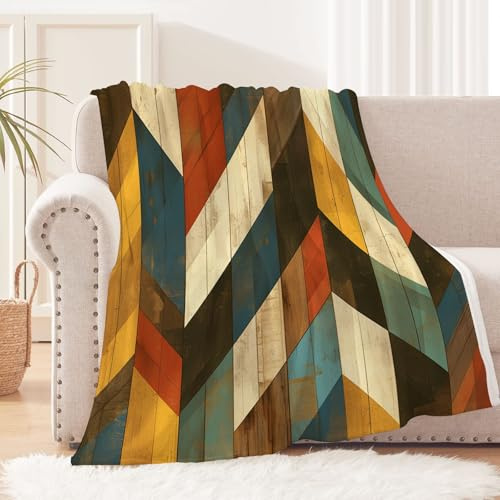 coperta una piazza e mezza 130x150 cm Texture Geometrica Colorata plaid note pin registratore ai Tessuto Poliestere Morbido per Letto Divano Viaggio Esterno, Leggero e Resistente EM2130-2623