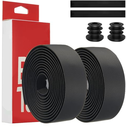 2 Rolls Cycling Bike Handlebar Tape Road Bike Bar Tape EVA Bicycle Handle Strong Grip Tapes Anti Slip Shock-Absorbing Sweat Absorbent with 2 Handlebar Plugs for Gravel Road Bikes, 215 cm x 3 cm
