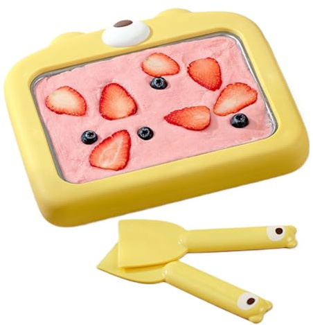 Ice Cream Roll Maker - Freezing Yoghurt Maker Tray with Spatulas | Multifunctional Non Electric Household Ice Cream Pan for Dad Kids Friends Adults Family Mom