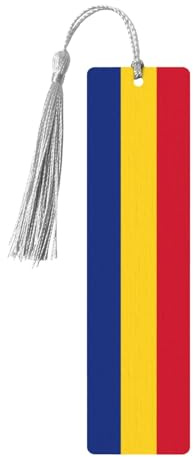 Flag of Romania Wooden Bookmark with Tassels Page Markers Reading Gifts for Book Lovers Book Clubs
