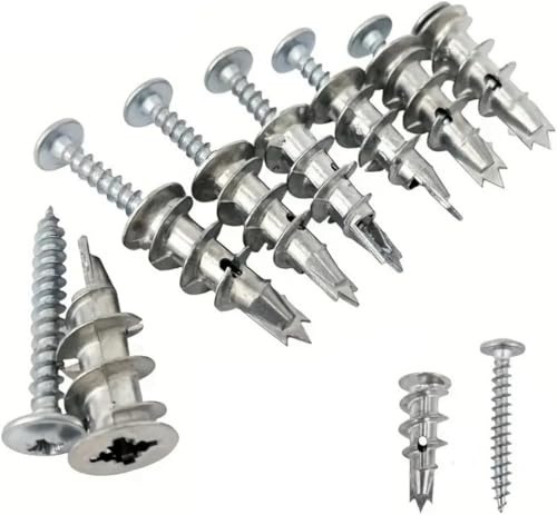 30 Pcs Plasterboard Fixings Heavy Duty, Metal Wall Plugs and Screws | Self Drill Drywall Fixings Set, Cavity Raw Plugs, Dry Wall Anchor for Plaster Boards, Composite Boards, Wooden Boards