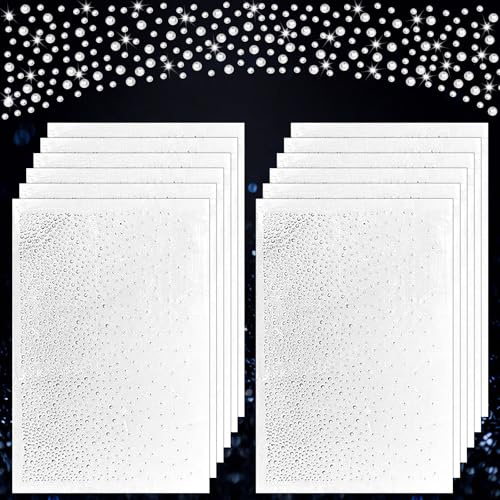 Simsky 12 Bögen Strasssteine zum Aufbügeln, Glitzer Strass Applikation flachen runden Kristallen, Hotfix Strass Aufkleber für Kleidung, DIY-Basteln, Jeans, Taschen & Verschönerung (1/3 mm)