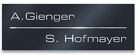 Metzler® Briefkastenschild aus V2A Edelstahl 85 x 30 mm, pulverbeschichtet Anthrazit RAL7016 matt, witterungsbeständig, lasergraviert, selbstklebend oder mit Bohrungen, langlebig, korrosionsbeständig,