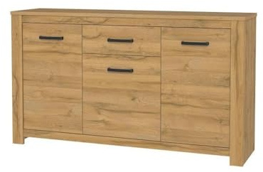 FORTE Havanna Kommode mit 3 Türen und 1 Schublade, Holzwerkstoff, Alteiche, 62 x 95,7 x 161,4 cm