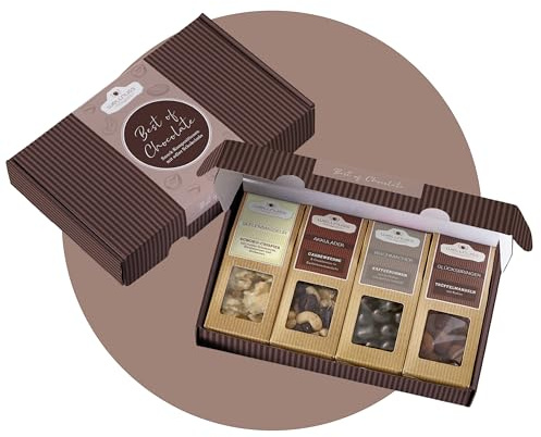 wellnuss Schokoladen Geschenk Best of Chocolate – Nussmischung Geschenkset für Frauen, Männer und Paare - Nüsse mit Schokolade in einer Geschenk Box